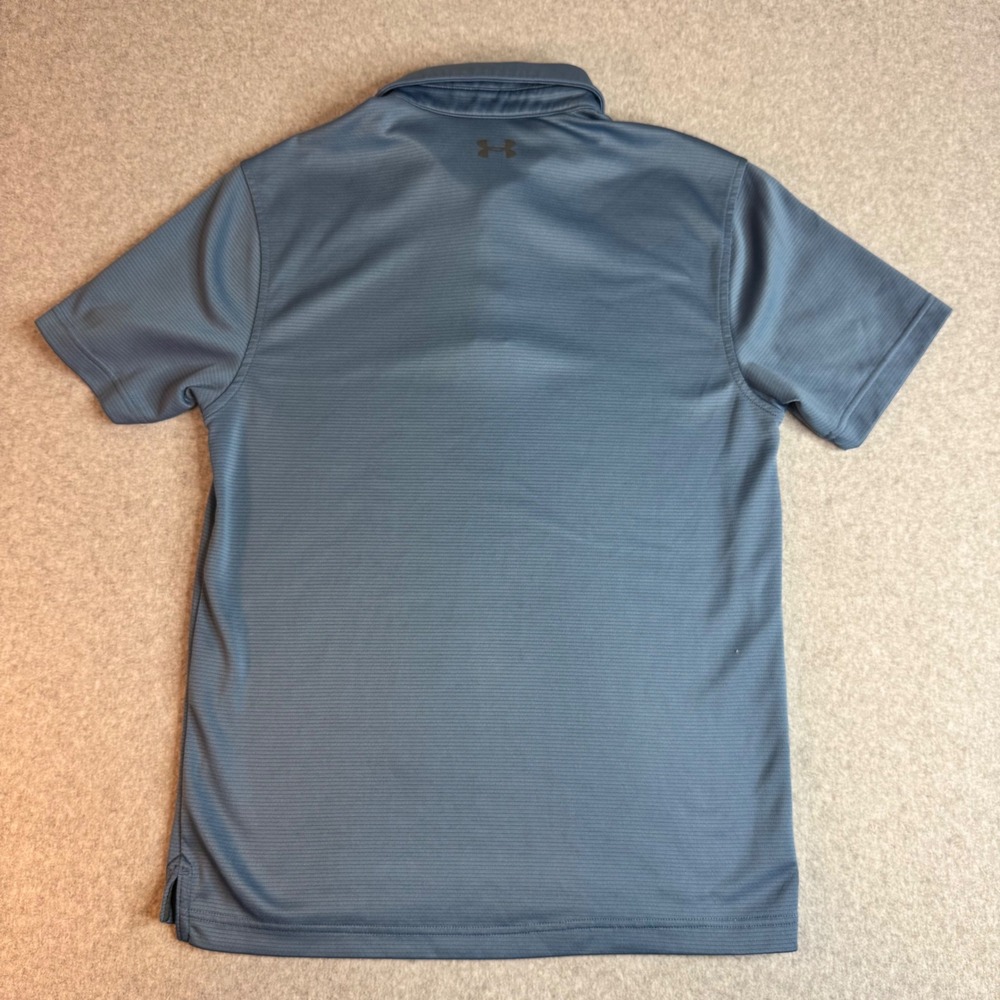 Under Armour Mens HeatGear Polo Shirt Blue Heather Stripe Loose Fit Small - Picture 4 of 7